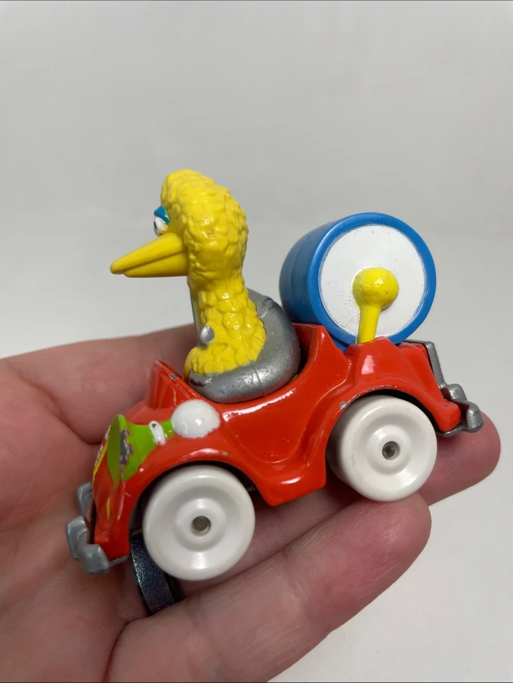 ✨1987 MUPPETS PLAYSKOOL INC Sesame Street BIG BIRD In Red Diecast Car W/Drum✨